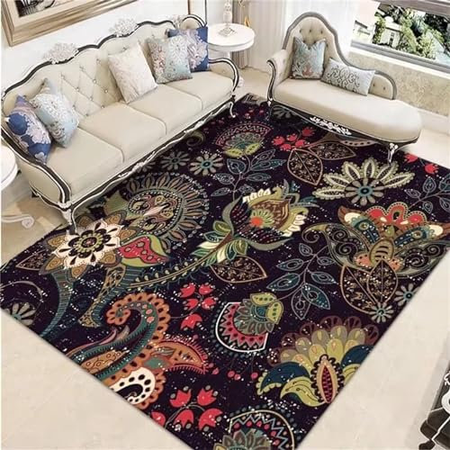 AU-OZNER Teppich Vintage Dunkelblauer Teppich, moderner Teppich für Baby-Krabbel-Couchtischteppich Zimmer,Navy blau,80x150cm