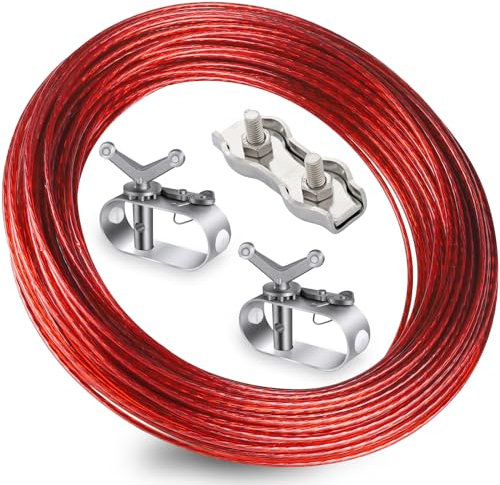 Câble tendeur métallique avec 2 tendeurs Ø 2,2 mm Longueur 36 m, 7 enveloppes de câble en Acier, câble tendeur en Acier pour bâches de Piscine, bâches, auvents, Housses de Voiture, tentes, ja