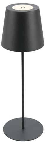 BRILONER - LED Tischlampe kabellos mit Touch, dimmbar in Stufen, höhenverstellbar, aufladbar via USB-C, Nachttischlampe, Leselampe, Tischleuchte, Akku Lampe, Outdoor Lampe, Höhe 36 cm, Anthrazit