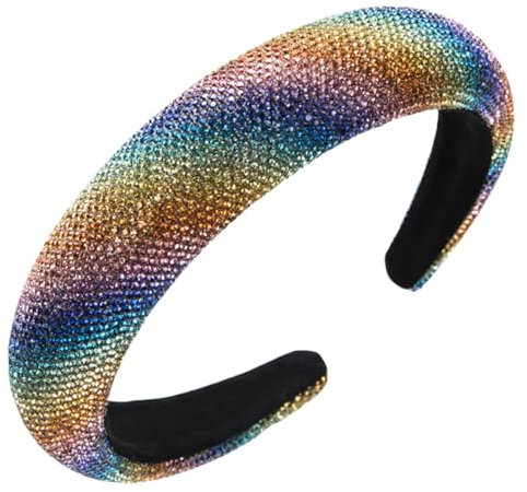 scicent Haarbänder Glitzer Strass Haarreif Damen Kristall mit Pailletten Verziert Modisches Solides Stirnband Rutschfest Haarband Dickes Gepolsterte Haar-Accessories - 26110