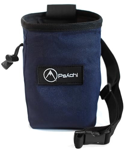 Psychi OG - Borsa porta gessetti con tasca portaoggetti e fascia in vita per arrampicata su roccia e boulder (blu navy)