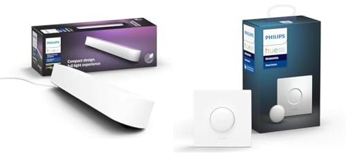Philips Hue Play White & Color Ambiance, kit de base x 1,Synthétique, Blanc, fonctionne avec Alexa & Smart Button bouton télécommande intelligent connecté, variateur de lumière