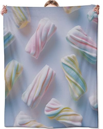 Marshmallow-Decke für Erwachsene und Kinder, Marshmallow-Geschenke, Marshmallow-Flanell-Überwurfdecke, Marshmallow-Dekoration, leicht, warm, weich, für Sofa, Couch, Bett, Wohnzimmer, Büro, 152,4 x 127