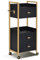 M MCombo Friseurwagen mit Rollen & 3 Schubladen, Rollwagen Servierwagen, Salon Trolley mit 2 Ablagen & Föhnhalter, Moderner Arbeitswagen für Bad Wohnzimmer, 30x40x95cm, 0022 (Schwarz-Gold)