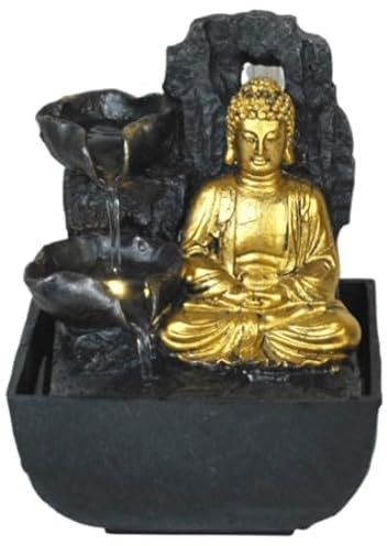 Mini Majestic Buddha Fountain Indoor Water Beautifully Crafted LED Lights