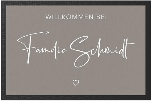 DEL MÀ Unique & Personal Personalisierte Fußmatte Willkommen Einzugsgeschenk Familie Wohnung Einweihungsgeschenk Geschenk zum Einzug ins Haus Schmutzfangmatte für Innen 60x40 cm (Grau)