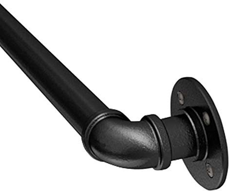 Vintage Handrail for Stair Indoor Outdoor Loft Corridor Banister Railing Support Rod Industrial Wrought Iron Black Grab Bar 2ft/60cm