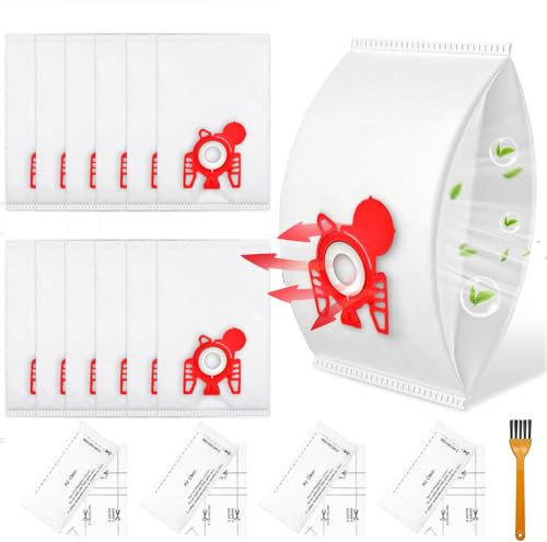 12 Pack GN Miele Hoover Bags, GN Vacuum Bags Compatible with Miele Classic C1, Complete C3 C2 C1, S2 S5 S8 S400 Series Canister, miele Cat & Dog Hoover Bag-Includes 4 Exhaust Filters + 4 Motor Filters