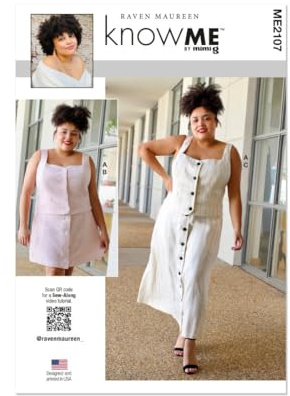 KNOW ME Sewing Pattern ME2107Y5 Misses' and Miss Petite Top and Skirt in Two Lengths by Raven Maureen Y5 (18-20-22-24-26)