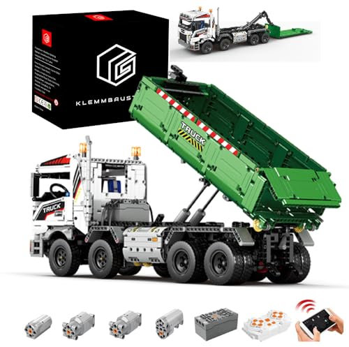 BauCIubs 112cm LKW mit Tieflader und Anhänger, 4-Motor-Technik Bausatz, Kompatibel mit Iego Technik LKW, Modellauto für Erwachsene und Sammler, männlich