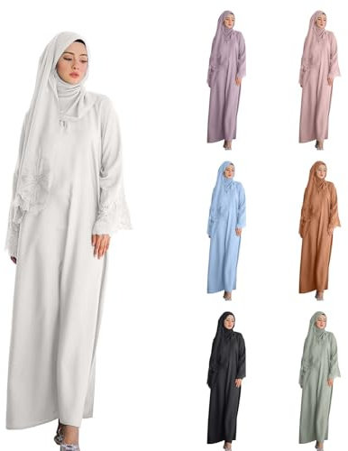Muslimische Kleider Damen Baumwolle Mit Hijab, Abaya Kleid, Türkisch Abaya, Ramadan, Ihram, Muslimische Lang Kleider Set, Islamische Burka, Kaftan, Gebetskleid Abaya Jilbab