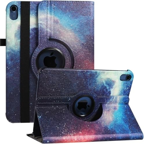 Drehbare Hülle für iPad der 11. Generation (A16) 2025 / iPad der 10. Generation 10,9 Zoll 2022, 360-Grad-Drehung, Schutzhülle mit Ständer, automatisches Aktivieren/Deaktivieren (Galaxie)