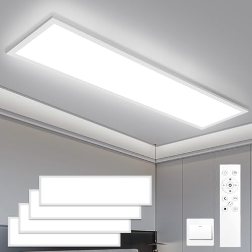 Oraymin 4 x LED Panel 120x30, Deckenleuchte mit Fernbedienung, 40W Deckenpanel Speicherfunktion, 3000K-6500K LED Deckenlampe Dimmbar mit Speicherfunktion, 3000K-6500K Lampen Wohnzimmer