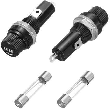 QUARKZMAN 2Pcs Porte-Fusibles 45x18,4 mm 250V 125V 20A 2Pcs 6x30mm Tube | montés sur panneau Porte-fusibles à capuchon vissé à soufflage rapide Fusibles à tube en verre