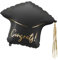 Folienballon „Congrats!” – Schwarze Kappe mit goldenen Fransen – 53 × 44 cm – Helium- oder Luftfüllung – Abschlussfeier