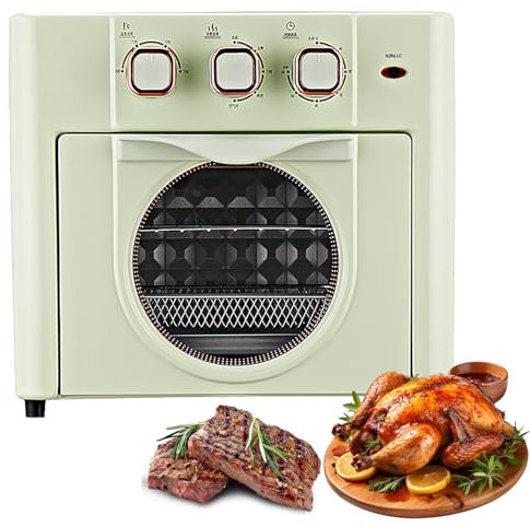 Elektrischer Heißluftfritteusenofen, 18 l große Kapazität, kompakter Toaster-Ofen Combo mit Temperaturregelung und Timer, 360° Heißluftzirkulation