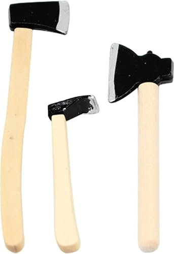 Dollhouse Accessories Miniature Axe Tiny Metal Hatchet with Wooden Handle Mini Chopper for Halloween Dollhouse Decorations