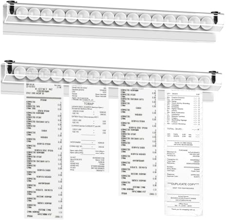 Menibeuty 2PCS 30cm Comandero Hosteleria, Autoadhesivo Clip Porta, Soporte para Comandas Barra, Porta Cuentas Restaurante, Comandero Hosteleria Deslizante para Colgar, Barra Recta Porta Notas