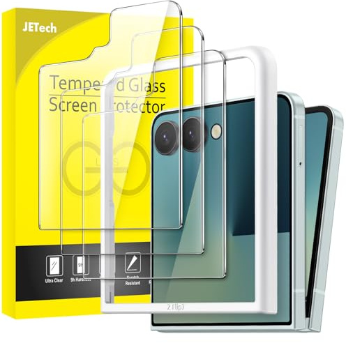JETech Front Schutzfolie für Samsung Galaxy Z Flip 7, 3 Stück | Gehärtetes Glas Displayschutzfolie Displayschutz, mit Installationshilfe, HD Klar, Hüllenkompatibel