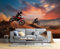 JSCWDET Papier Peint Style Réaliste Soie, Couleur Orange Poster Geant Mural 3D Pour Salon Chambre Décoration Murale,Moto Tout-Terrain,400×280 Cm (W×H)