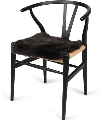 Nordic Sheep Lammfell Sitzauflage 40x40 cm für Stühle & Sofa, Schokolade | Echtes Lammfell auf einer Seite, 1 Stück, kuschelig weich, nordischer Stil, viele Farbvarianten