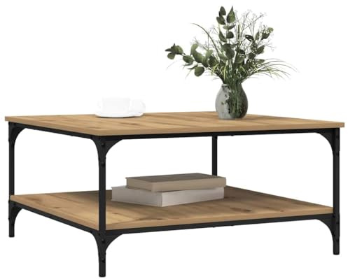 vidaXL Coffee Table Artisan oak 80 x 80 x 40 cm Engineered Wood, Ample Storage, Industrial Coffee Table, Modern Living Room Furniture, Functional Rectangular, Stylish Urban Centerpiece