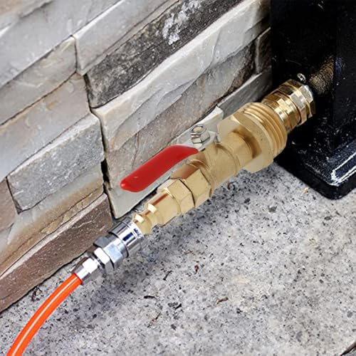 Wohnmobil-Sprinkler-Adapter mit 6,35 mm Schnellanschluss und 1,9 cm Gartenschlauchgewinde, Messingkonstruktion mit Kugelhahn für Wohnmobile, Wohnmobile und Boote (Außengewinde)