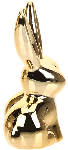 PAMINGONO Gold Ringständer Keramik in Hasenform für Schmuckpräsentation | Glatter Rand, Kompakte Größe, Stilvolle Optik, für Theke und Schminktisch, Ordentliches Ablegen