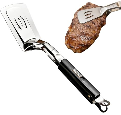 Pinza Espátula De Parrilla - Tenazas Volteadoras En Acero Inoxidable | Pinza Espátula De Barbacoa - Para Cocina Camping Restaurante Catering Fiesta Al Aire Libre Picnic Cocinar Parrilla