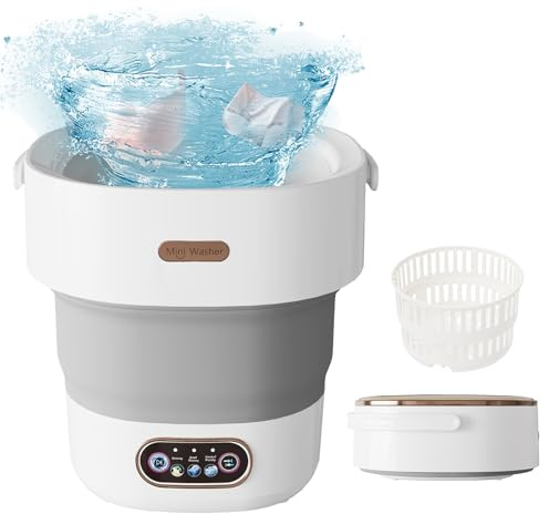 Mini Waschmaschine, 13L 2 in 1Faltbare Klein Waschmaschine Camping Mit Schleuder, Abnehmbarer Trockenkorb, 3 Modi Tiefenreinigung Portable Washing Machine Für Schlafsäle, Wohnmobil, 2,5 kg Leicht