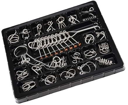 Healifty 25 Pcs Carbon Steel Wire Puzzle Set Iq Game for Kids Adults