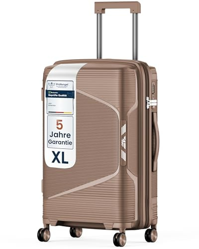 4FLY Leichter Hartschalen-Reisekoffer XL - Groß 75 cm (96L) – Großer Trolley Koffer mit TSA-Schloss, Doppelrollen, Aluminium-Teleskopgriff & Doppelreißverschluss, Aufgabegepäck Reisegepäck