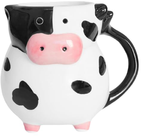 GETAJGHSD Taza de Cerámica con Forma de Vaca 3d de Gran Capacidad con Base Antideslizante para Oficina y Uso Diario, Diseño Único y Divertido para Mujeres