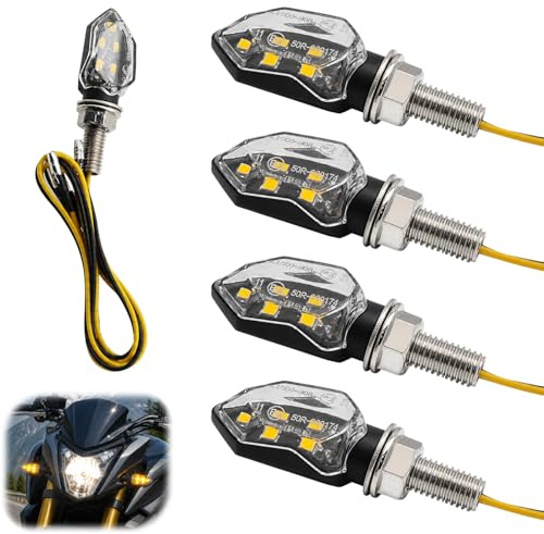 LYMISPIYA 4 Stück Motorrad Blinker LED 12V E-Mark E24 Geprüft, Mini 5 LED Blinker Motorrad, IP65 Wasserdicht, Universal Für Moped, Scooter, Quad, Fahrrad, Offroad – Motorrad LED Blinker E Geprüft