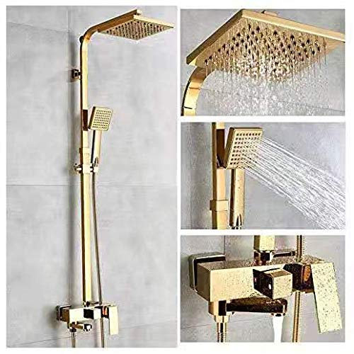 Badewannenarmaturen Luxus Gold Messing Bad Duschkopf Mischbatterie Wandmontage Handbrause Kit Duscharmatur Sets Chrom poliert