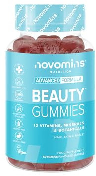 Biotin Beauty Gummies with Vitamin A, C, E & Zinc - Hair Skin and Nails Vitamins - Biotin Hair Growth Hair Vitamins for Hair Care - Biotin Gummies Hair Gummies for Hair Growth - 60 Gummies - Novomins