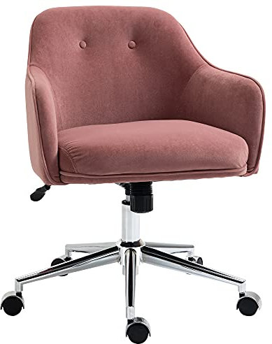 Vinsetto Bürostuhl mit Wippenfunktion Home-Office-Stuhl höhenverstellbarer Schreibtischstuhl ergonomisch 360°-Drehräder Samt-Touch-Polyester Nylon Rot 61 x 59 x 80,5-90,5 cm