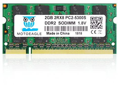 DDR2 667MHz SODIMM 2GB PC2 5300S Ram, 2Rx8 PC2 5300S Non-ECC CL5 200-Pin Memoria Laptop