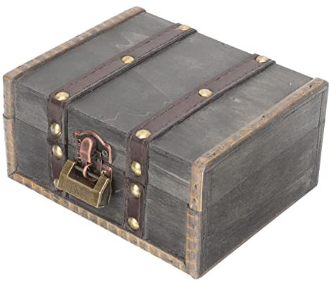 HEMOTON Schmuckkästchen mit Schloss Schmuckschatulle Holz Schatzkiste Holz Retro Aufbewahrungsbox Holz Vintage Make up Behälter Candy Box Armbänder Ring Schmuck Schachtel Tischdeko Damen Geschenk