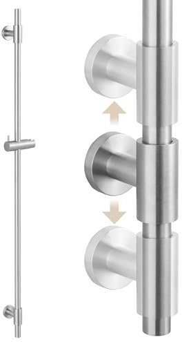 KES Duschstange Brausestange Edelstahl 18/8 Wandstange Dusche mit Duschkopfhalterung Duschkopf Halterung 122 CM Lang Gebürstet, F209S122-BS