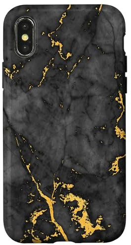iPhone X/XS Black and Gold Rock Pattern Case