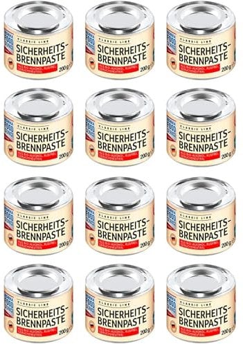 EDEKA Brennpaste Dose 12 Stück für Warmhaltebehälter & Fondue 12x200g Dosen Sicherheitsbrennpaste aus Bio-Alkohol, Geruchsfrei, Rußfrei FOODSERVICE aus Deutschland