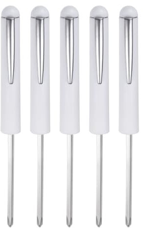 HARFINGTON 5pcs Non-Magnetic Pocket Screwdriver 4mm Phillips 4mm Slotted Mini Portable Screw Driver with Clip for Mechanical, Electrician, Technician, White