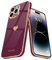 Teageo for iPhone 14 Pro Case Cute Heart Pattern for Women Girls Slim Luxury Bling Plating Soft TPU Anti-Scratch Shockproof Bumper Phone Case for iPhone 14 Pro, Wine red