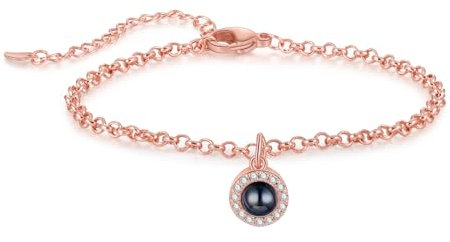 Amsgedhie Personalisiertes Foto-Armband, Damen-Edelstahl-Armband, Muttertag Geburtstagsgeschenk, Damenschmuck Überraschungsgeschenk (Farbfoto, Roségold)