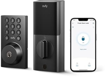 eufy Smart Lock C30, cerradura de puerta de entrada sin llave, cerrojo WiFi integrado, cerradura inteligente para puerta delantera, no requiere puente, fácil instalación, control remoto por