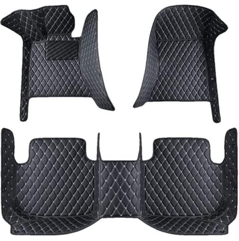 Benutzerdefinierte Auto Fußmatten passend für BMW X5 7seast E70 2007-2013, Leder Allwetter Wasserdicht Antirutsch Tragen Teppiche Fussmatten Schutzpolster,Black-beige