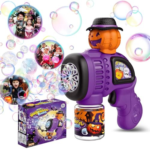Panacare Halloween Seifenblasenpistole, Bubble Gun Kinder mit Seifenblasenlösung, Bubble Machine Toys 5000+ Blasen Outdoor Geschenk für Halloween Party Decor/Hochzeit, Bubble Toy (Orange-Kürbis)