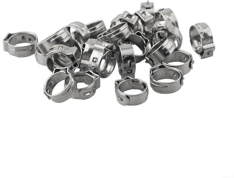 25 fascette stringitubo a orecchio singolo in acciaio inox, morsetti per tubi singoli, per sigillare vari tubi, anelli di serraggio per tubo carburante (10,5 mm)