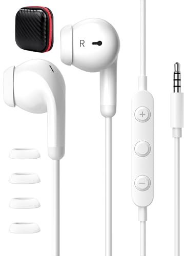 Auricular In Ear para Samsung Galaxy A15 A25 A05s A52S, Auriculares de 3,5MM con Microfono y Estéreo Control de Volumen para Poco C65 M6 Pro,Auriculares con Cable para Redmi 14C Note 14 13 12 Pro 11